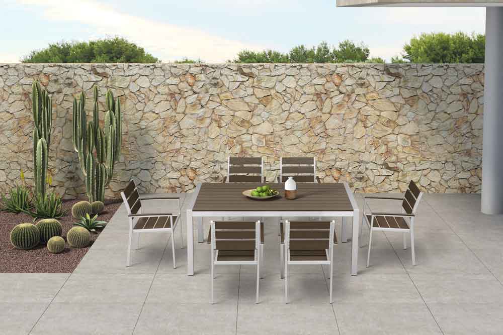 Aluminum Frame 7 Piece Patio Set Dining Table With Plastic Wood - Venice
