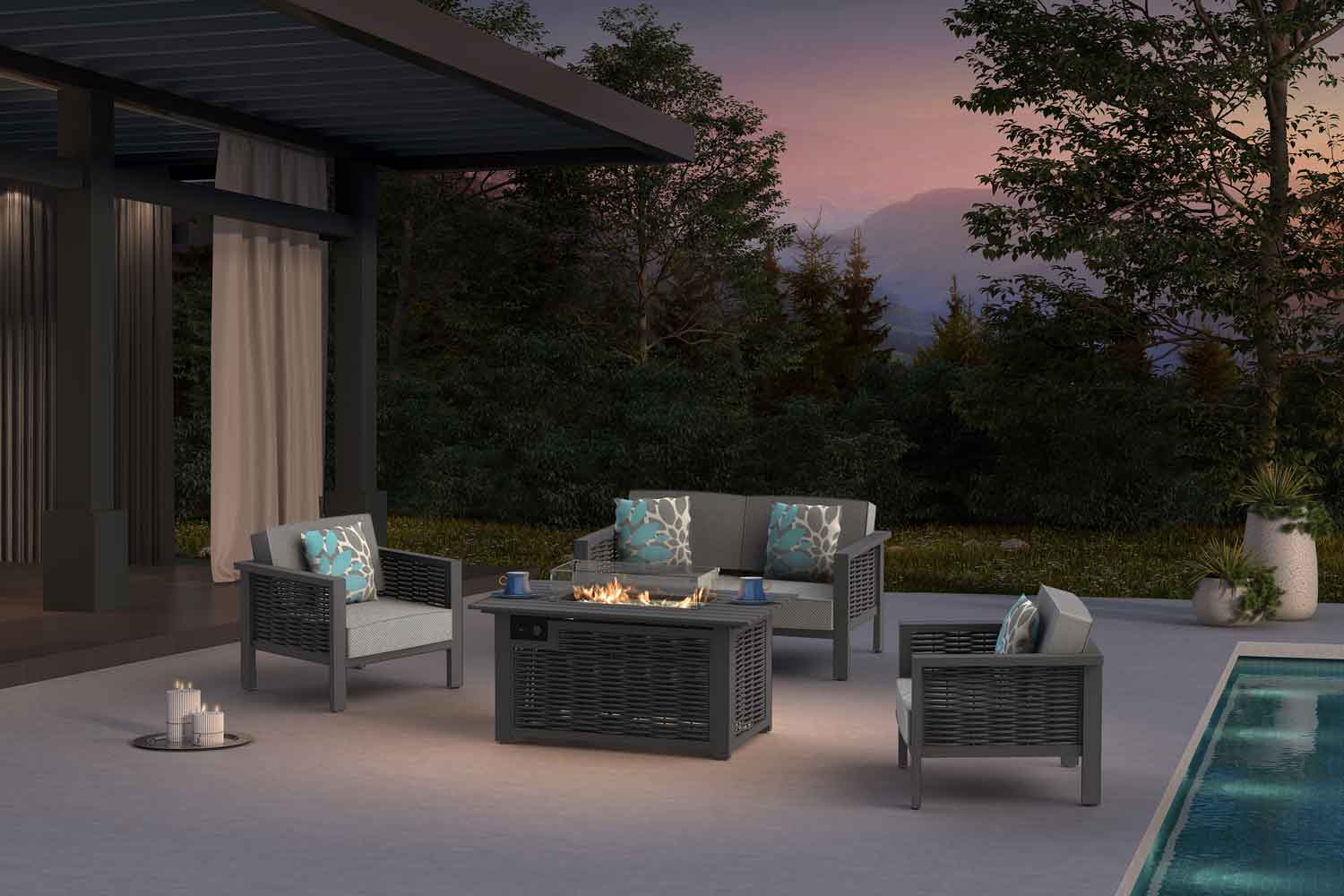 Outdoor propane tabletop fireplace 